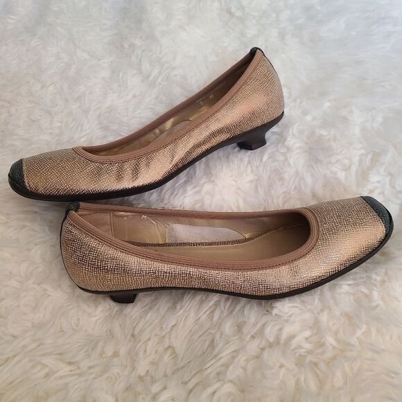 Sesto Meucci Kitten Heel Italian Metallic Shoes 5 - Picture 1 of 8